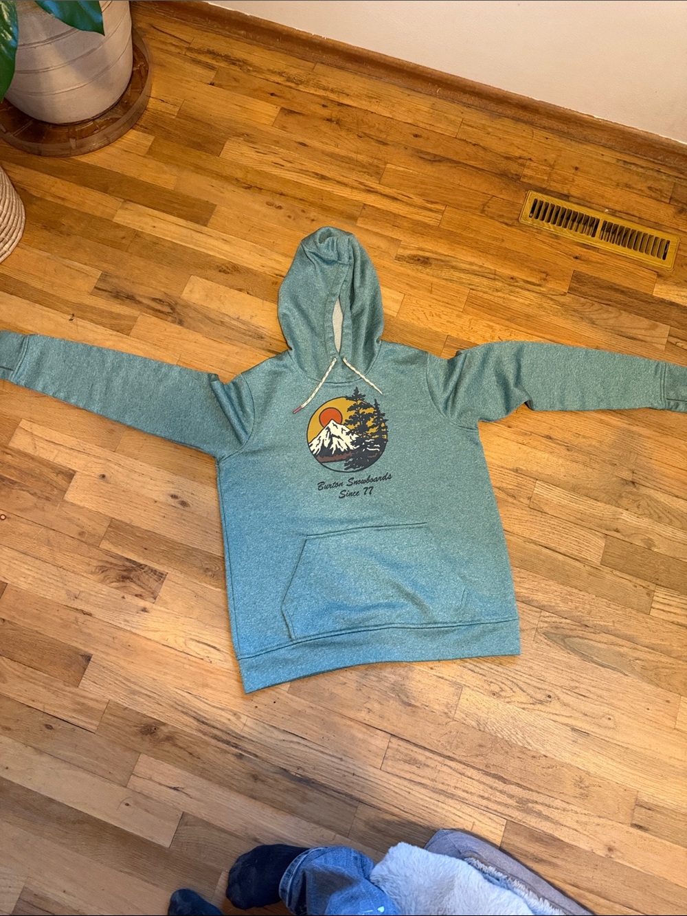Burton Heather Teal Zip-Up Hoodie with Sunset Mountain Graphic